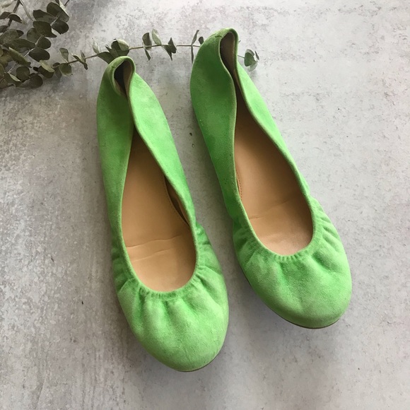 J. Crew Shoes - J. CREW Anya Suede Neon Green Ballet Flat 9.5